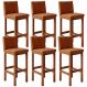 Kit 06 Banquetas Altas Para Cozinha Sala De Jantar Fixa Alya L02 Couríssimo Camel - Lyam Decor