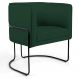 Poltrona Decorativa Fixa Base de Aço Preto Betina D02 Linho Verde Musgo C-117 - Lyam Decor