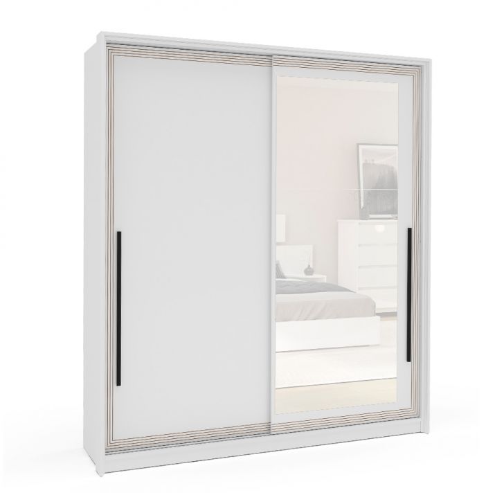 Guarda-roupa Casal Com Espelho Valência 2 Portas 2 Gavetas Branco