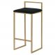 Banqueta Decorativa Jasmine Base Gold Veludo Preto G41 - Gran Belo