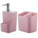 Kit Escorredor De Talheres E Dispenser Para Detergente Esponja Cozinha Rosa Quartzo
