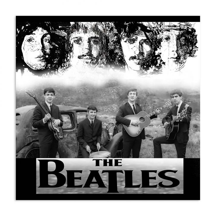 Quadro Beatles Uniart Preto & Branco 45x45cm