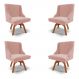 Kit 4 Cadeiras Decorativas Sala de Jantar Base Giratória de Madeira Firenze Veludo Rosê/Natural G19 - Gran Belo