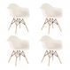 Kit 4 cadeiras Charles Eames Eiffel DAW com pés de madeira clara Creme
