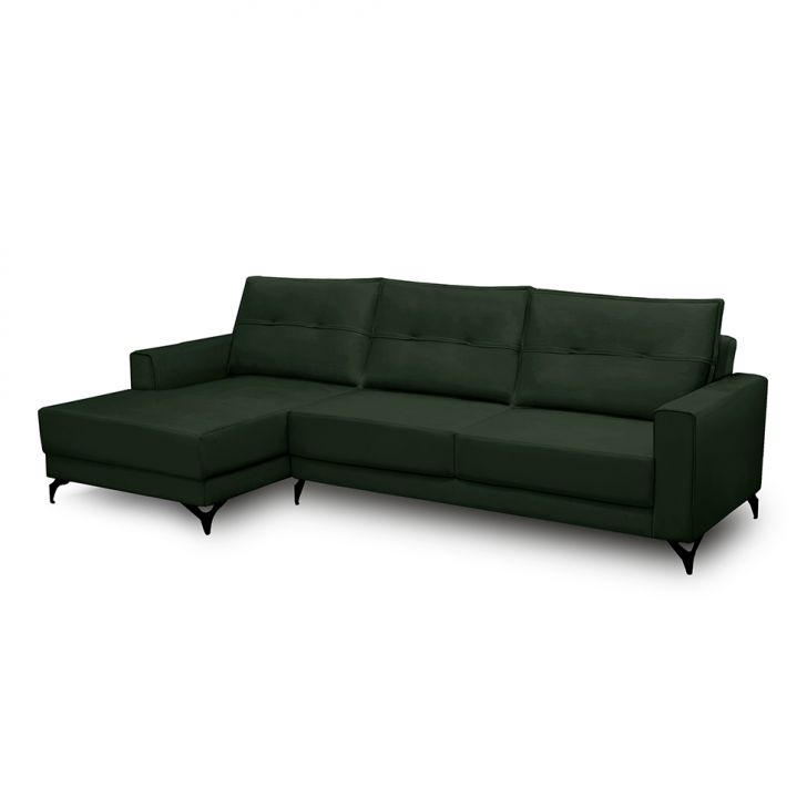Image of Sofá 5 Lugares Heros Com Chaise Esquerdo Veludo Verde PLA-FE691UP54EAJMOB