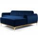 Sofá 6 Lugares com Chaise Direito Para Sala Molino 350 cm D02 Veludo Azul Oxford B-304 - Lyam Decor