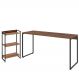 Kit Escritório Estante Areta 3 Prateleiras com Mesa Industrial Aspen 150cm C01 Nogal - Lyam Decor
