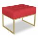 Puff Lisa Suede Vermelho Base Metálica Industrial Dourado - Pallazio