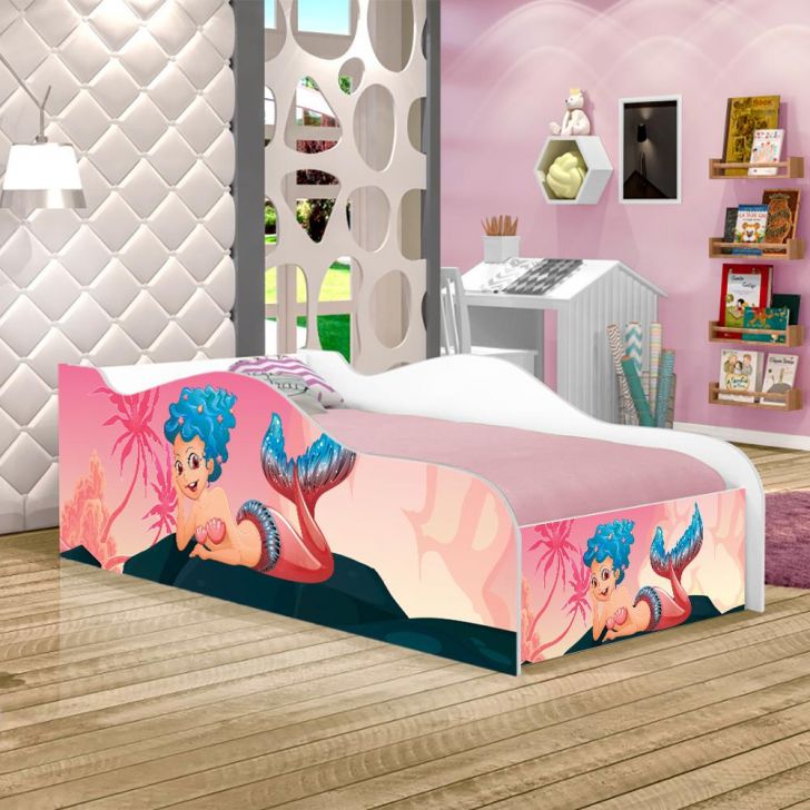 Mini Cama Fun Sereia Nas Pedras Infantil Com Colchão