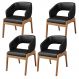 Kit 04 Cadeiras de Jantar e Estar Living Estofada Lince L02 Couríssimo Preto - Lyam Decor