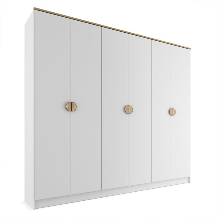 Image of Guarda-roupa Casal Asti 100% Mdf 6 Portas 2 Gavetas Branco PLA-MO895CL54NJTMOB