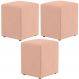 Kit 03 Puffs Quadrado L02 Decorativo Linho Rosê - Lyam Decor