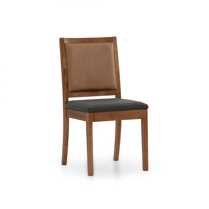 Cadeira Burke Poliéster Chumbo Esverdeado e Caramelo