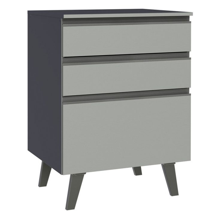 Balcão Armário de Cozinha 60 cm 3 Gavetas Com Pés Cinza Nice Madesa