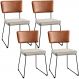 Kit 04 Cadeiras Decorativas Estofada Sala Jantar Allana L02 Couríssimo Camel Linho Cru - Lyam Decor