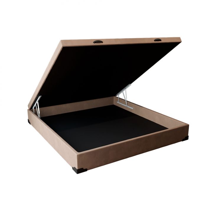 Base Para Cama Box Casal Martin Premium Com Baú Suede (45x138x188) Bege