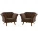 Conjunto Poltrona Decorativa Roseira Inca Marrom
