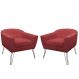 Kit 02 Poltronas Decorativas Jolly Pés Aramado Suede Vermelho - DS Estofados