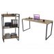Conjunto Escritório Estilo Industrial Mesa 150cm e Estante 60cm 3 Prateleiras Prisma C08 Carvalho - Mpozenato