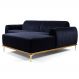 Sofá 255cm 4 Lugares com Chaise Direito Pés Gold Molino B-287 Veludo Marinho - Domi