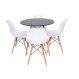 Conjunto de Jantar Mesa Eiffel 80cm Preta + 4 Cadeiras Eiffel DKR Brancas