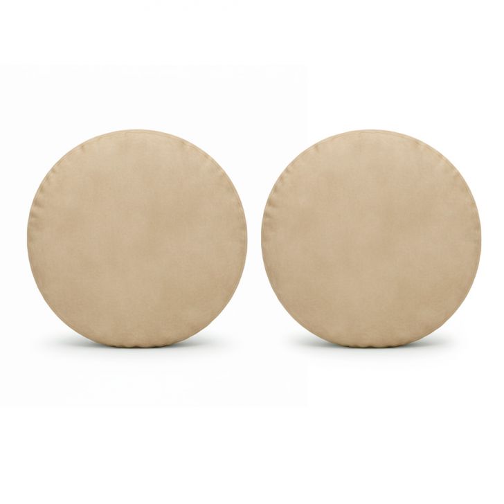 Conjunto Com 2 Capas De Almofada Redonda Candy 45x45 Suede Bege