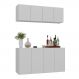 Kit Bar Armário Aéreo e Aparador 4 Portas Multimóveis MP1075 Branco