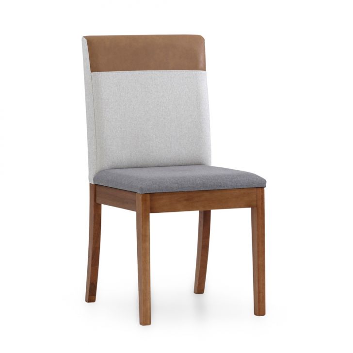 Cadeira Caille Linho Cinza e Caramelo