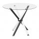 Mesa de Jantar Redonda com Tampo de Vidro Lorena Branca e Preta 90 cm
