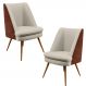 Kit 02 Poltronas Decorativas Pérsia Pés Palito D02 Linho Bege C-107 Corano Marrom B-38 - Lyam Decor