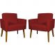 Kit 2 Poltronas Decorativas Reforçadas Para Sala Hope Suede Bordô Pé Castanho - Clique E Decore