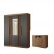 Kit Guarda Roupa Espelho e Cômoda Denver Jatoba Grafite