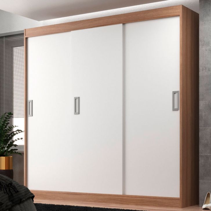 Guarda-roupa Casal Lisboa 3 Portas 2 Gavetas Branco E Demolição
