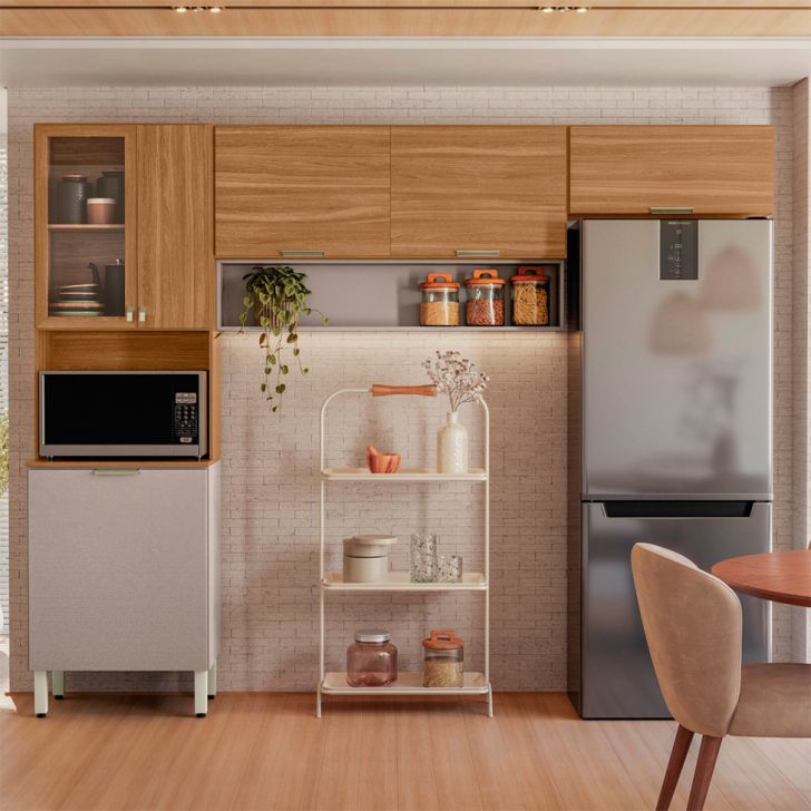 Cozinha Compacta Alba 6 Portas Amêndola e Nude