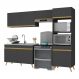 Armário de Cozinha Compacta 252cm Veneza Multimóveis V3749 Preto/Dourado