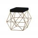 Puff Decorativo Sala de Estar Base Gold Trixie Veludo Preto G41 - Gran Belo