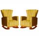 Kit 02 Poltronas Decorativa Melinda Pés Balanço Veludo Amarelo