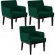 Kit 03 Poltronas Decorativas Sala de Estar Base Preto Beatriz W01 Bouclê Verde - Lyam Decor