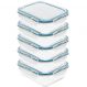 Kit 5 Pote de Vidro com Tampa Hermética 640ml 17,5x13x5,6