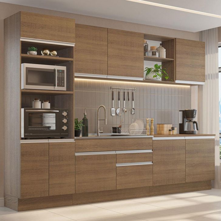 Armário de Cozinha Completa 310cm Rustic Glamy Madesa 02