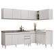Armário de Cozinha Modulado de Canto 6 Peças CP33 com Pia Inox Branco - Lumil