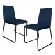 Kit 2 Cadeiras de Jantar Estofada Lille Base Preta Veludo Azul Marinho - Montanaris Decor