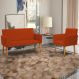 Kit Namoradeira + Poltrona Para Sala Decorativa Nina Suede Terracota Pé Castanho
