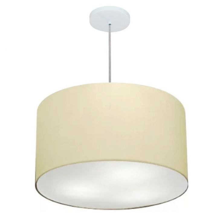 Pendente Cilíndrico Md-4250 Cúpula em Tecido 45x30cm Algodão Crú - Bivolt