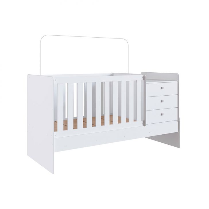 Berço Minicama com Cômoda Eva Branco