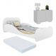 Cama Solteiro 100% MDF com Colchão Incluso e Mesa de Cabeceira 2 Portas Multimóveis MP4189 Branca