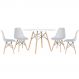 Mesa redonda Eames 120 cm + 4 cadeiras Eiffel DSW Mesa branco com cadeiras cinza claro