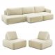 Conjunto Sala de Estar 1 Sofá Retrátil Modulado 402cm e 2 Poltronas Santiago Bouclê Off White G89 - Gran Belo