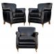 Kit 03 Poltronas Decorativas Sala de Estar Brunei Pés Príncipe Couro Preto G58 - Gran Belo