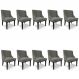 Kit 10 Cadeiras Estofadas para Sala de Jantar Base Fixa de Madeira Preto Lia Suede Grafite - Ibiza